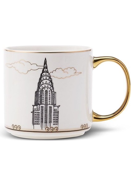 Şık Art Deco Kupa 400 Ml, Beyaz, Estetik ve Zarif Tasarım