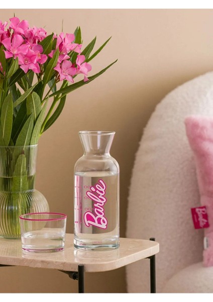 Beyaz 700 ml Cam Sürahi, Barbie Baskılı, Kapaklı, Şık ve Fonksiyonel Tasarım fiyatları