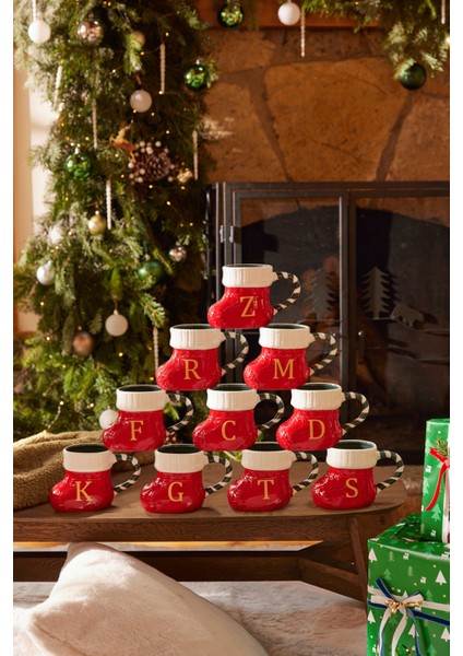 Kırmızı R Harfli Yılbaşı Kupa, Yeni Yıl Kutlamaları Için Şık ve Eğlenceli Tasarım modelleri