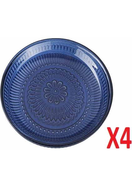 Lacivert 17 cm 4'lü Tabak Seti, Şık ve Kullanışlı Sofralar Için Ideal
