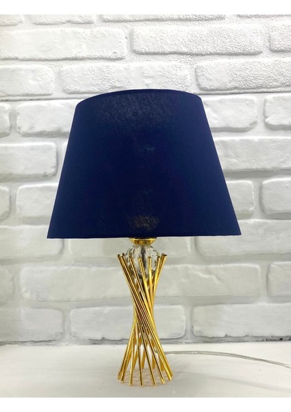 Gold Kaplama Modern Burgu Model Kumaş Lacivert Şapkalı Abajur Masa Lambası fiyatları