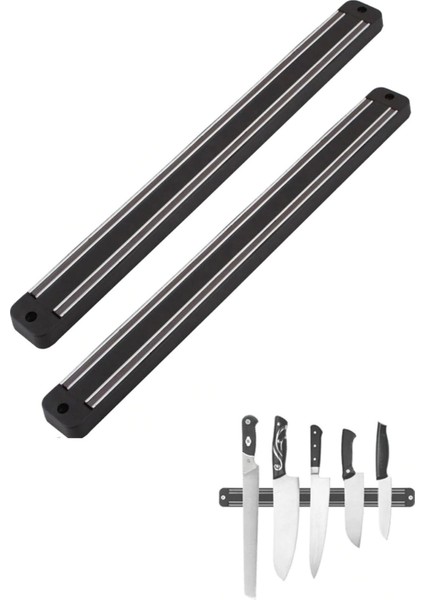 Iki Adet Paslanmaz Mıknatıslı Duvar Bıçak Askısı, 55 cm Düzenleyici Standı