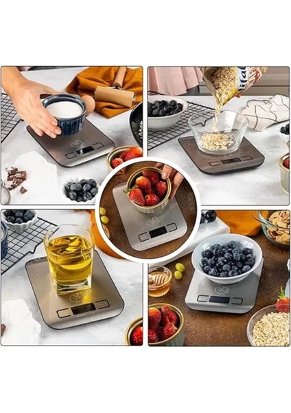 Paslanmaz Çelik Dijital Mutfak Tartısı, Hassas ve Renkli, Led, Dara Fonksiyonlu indirimleri