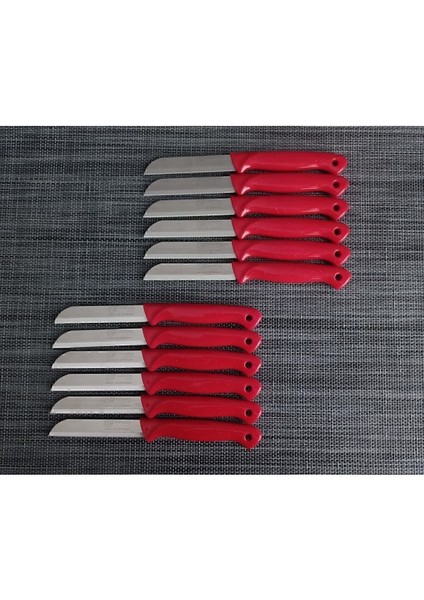 12'li Simli Kırmızı Meyve Bıçağı Seti