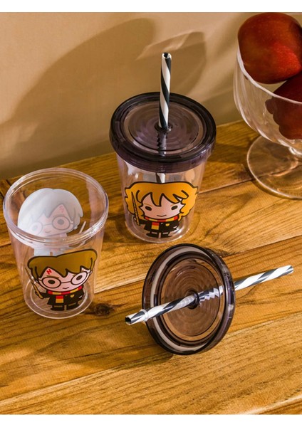 Renkli Tasarımlı 2'li Pipetli Bardak, 450 Ml, Eğlenceli ve Şık Tasarım fiyatları