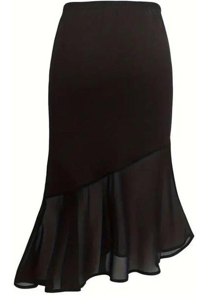 Kadın Yüksek Bel Asimetrik Detaylı Ithal Krep Etek indirimleri