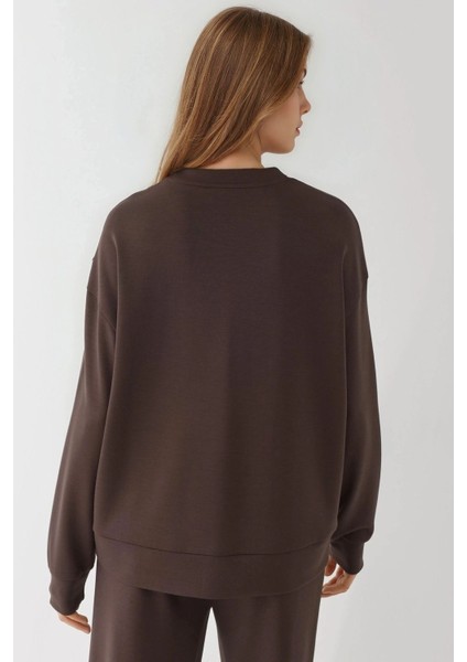 Kadın Modal Touch Basic Sweatshirt Brown modelleri