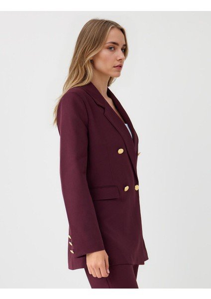Bordo Metal Düğme Detaylı Gabardin Ceket fırsatları