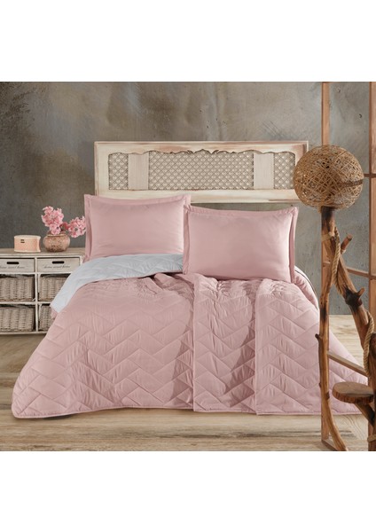 Microfiber Tek Kişilik Yatak Örtüsü Seti Pudra