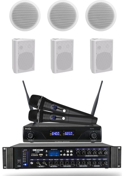 Kablosuz Mikrofon Alçıpan Sütun Hoparlör Mağaza Dükkan Kafe Seslendirme ve Okul Anons Sistemi