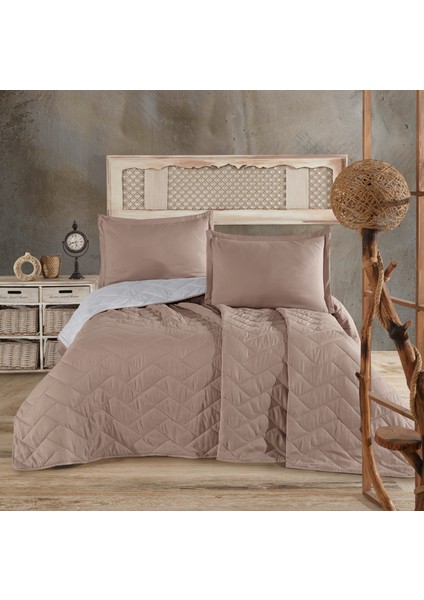 Microfiber Tek Kişilik Yatak Örtüsü Seti Bej