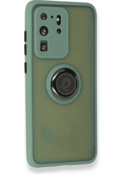 Samsung Galaxy S20 Ultra Kılıf Montreal Yüzüklü Silikon Kapak - Yeşil fiyatları