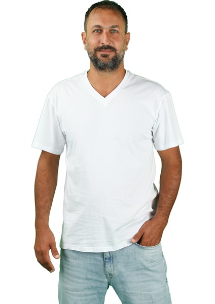Erkek Kısa Kollu V Yaka Tişört