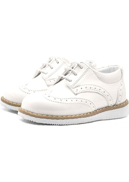 Krem Rugan Bağcıklı Erkek Bebek Klasik Ayakkabı modelleri