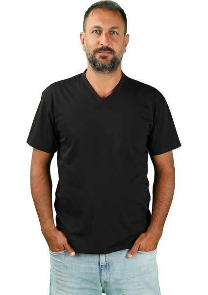 Erkek Kısa Kollu V Yaka Tişört