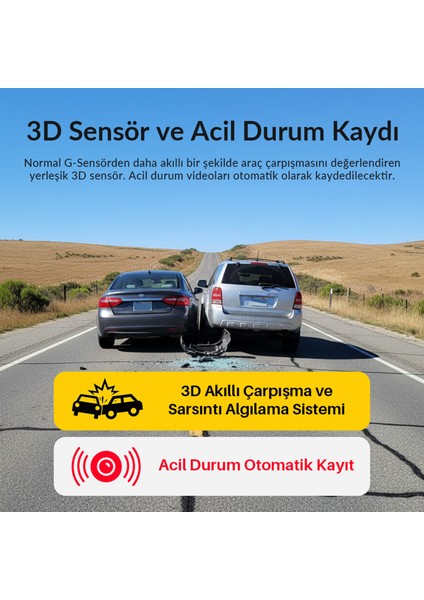 D7 2 Kameralı Ön ve Arka 4K+1080P Hdr Wi-Fi 6 ve Gps'li Araç Kamerası + 64GB Hafıza Kartı fiyatları