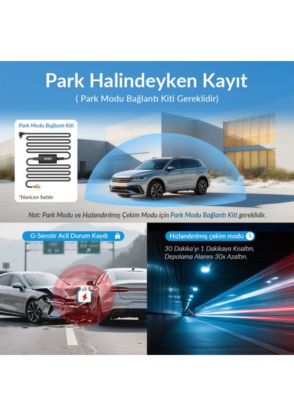 D7 2 Kameralı Ön ve Arka 4K+1080P Hdr Wi-Fi 6 ve Gps'li Araç Kamerası + 64GB Hafıza Kartı indirimleri
