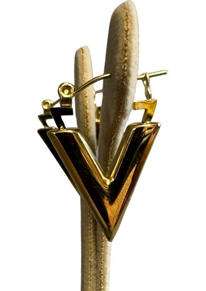 5710 V Detay Gold Çelik Küpe modelleri