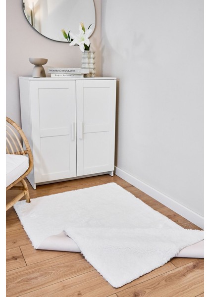 Vega Beyaz - Yıkanabilir Peluş Halı | Kaymaz Süet Taban modelleri