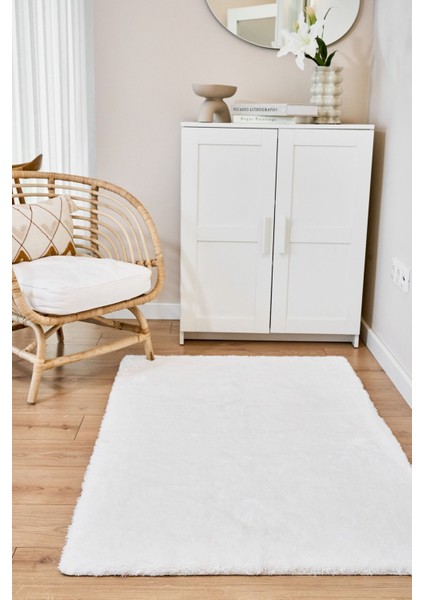 Vega Beyaz - Yıkanabilir Peluş Halı | Kaymaz Süet Taban indirimleri