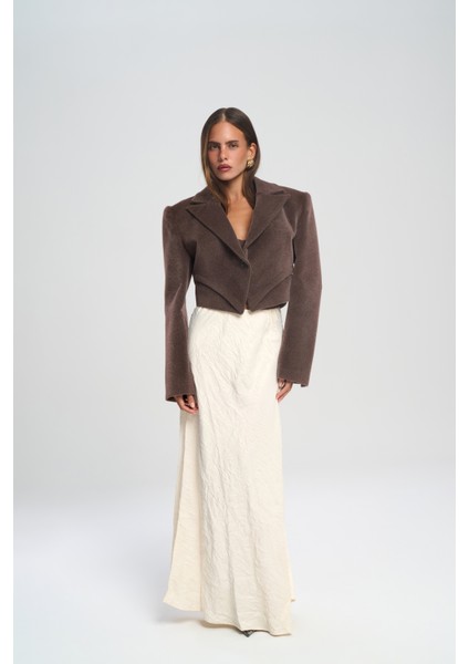 Teya Kahve Üçgen Detay Crop Ceket fiyatları