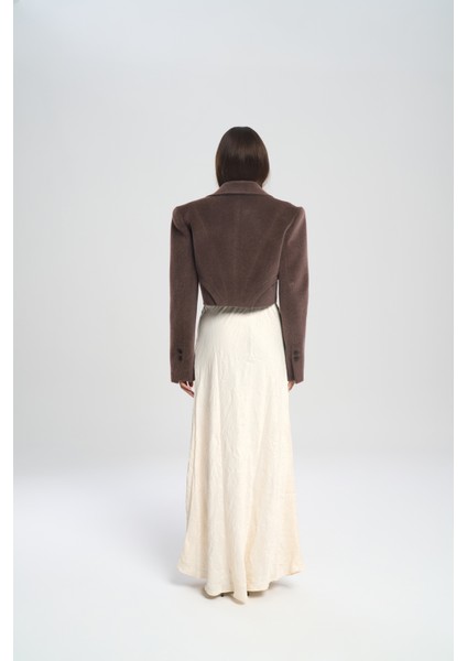 Teya Kahve Üçgen Detay Crop Ceket indirimleri