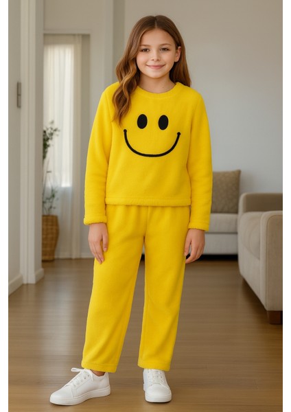 Kız - Erkek Çocuk Gülen Yüz Nakışlı Kışlık Peluş Takım AK4006 fiyatları