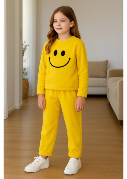 Kız - Erkek Çocuk Gülen Yüz Nakışlı Kışlık Peluş Takım AK4006 modelleri