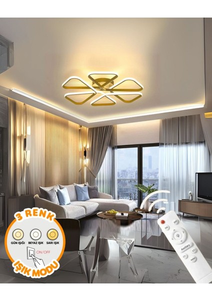 Sambuka Modern 3 Renk Kumandalı Ledli Altılı Ledli Avize