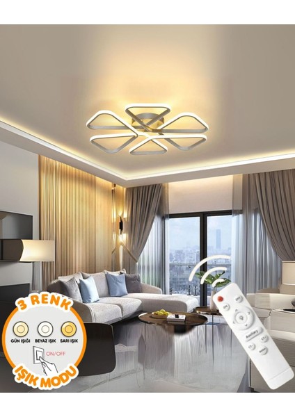 Sambuka Modern 3 Renk Kumandalı Ledli Altılı Ledli Avize