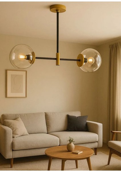 Lake 2li Siyah Kasa Gold Detaylı Avıze