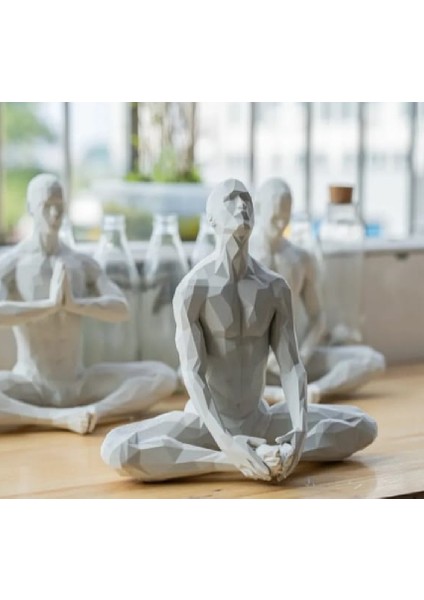 Kübik Poliüretan Kaplama Taş Döküm Yoga Figürleri Heykel Soyun Sanatsal Biblo Heykel 20 cm