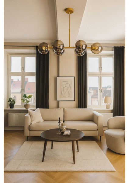 Diego Modern Masaüstü Gold Kasa Kapalı Camlı Altılı Avize