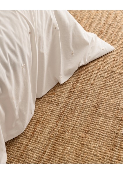 Saphir King Size %100 Pamuk Ranforce Nakışlı Nevresim Takımı - Naturel