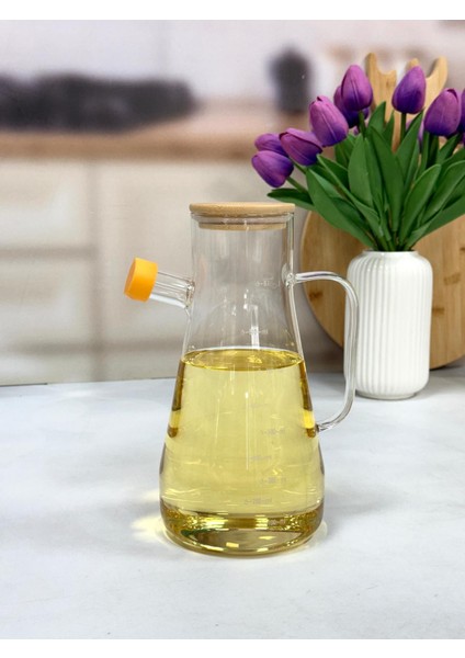 MARY BAMBU KAPAK 900 ML CAM YAĞDANLIK