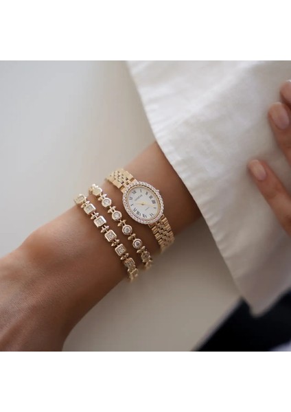 Pimli Kare Baget Altın Bileklik modelleri