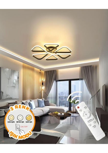 Sambuka Modern 3 Renk Kumandalı Ledli Altılı Ledli Avize