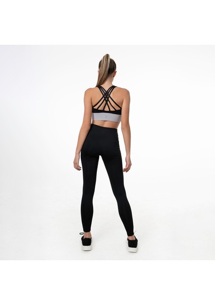 Siyah Gri Yüksek Destekli Sırt Detaylı Kaplı Spor Sütyeni fırsatları