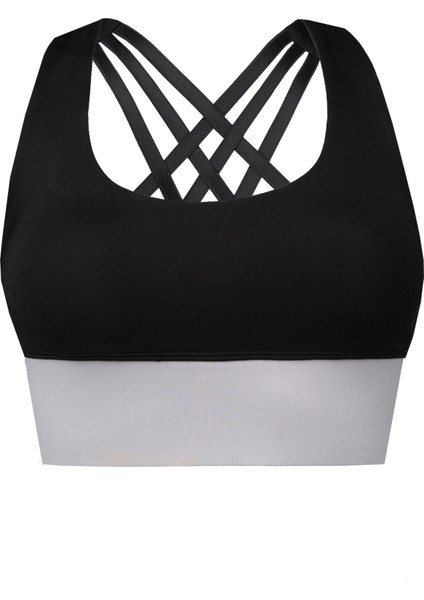Siyah Gri Yüksek Destekli Sırt Detaylı Kaplı Spor Sütyeni indirimleri