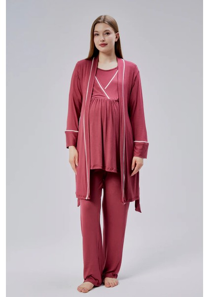 Pamuklu Kruvaze Yaka Lohusa ve Günlüğe Uygun Pijama Sabahlık Takımı fiyatları