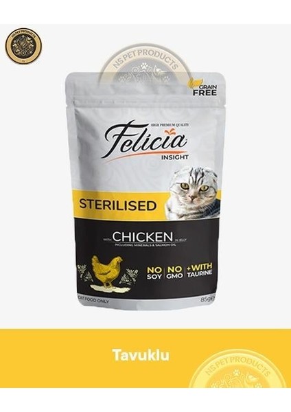 Pouch Kısırlaştırılmış Tavuklu Yaş Kedi Maması 85GR
