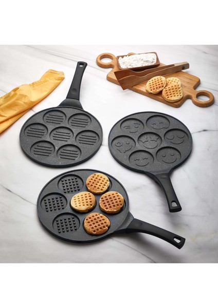 Döküm Omlet Tavası, Yapışmaz, Kahvaltı, Pankek, Evde Pişirme, Yuvarlak, Dayanıklı