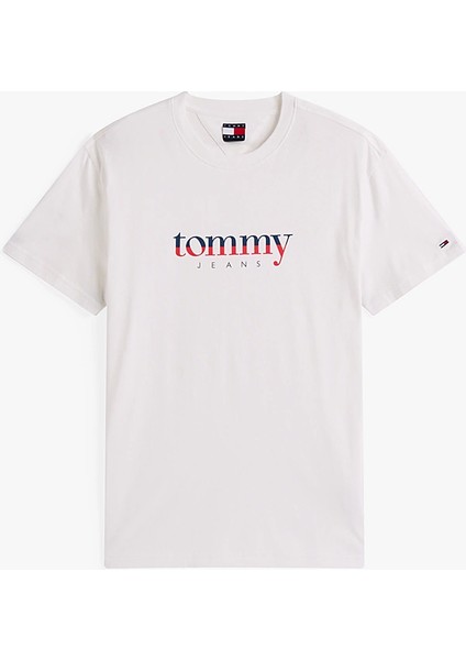 Tommy Hılfıger Erkek Marka Logolu Bisiklet Yakalı Pamuklu Beyaz1 T-Shirt DM0DM21978 Ybl fırsatları