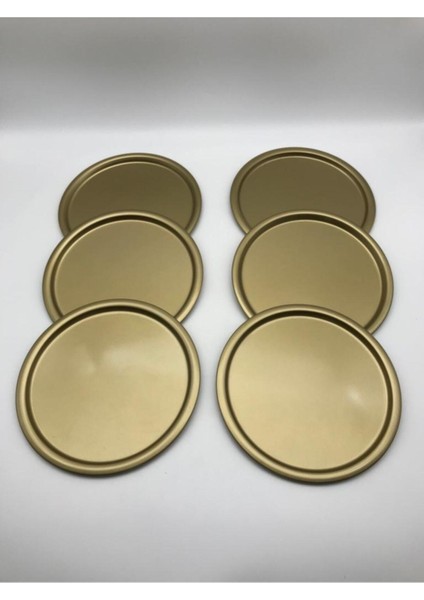 Renkli Metal Eskitme Tek Kişilik Servis Tepsisi, 23 Cm, Çay Kahve Pasta Sunumu