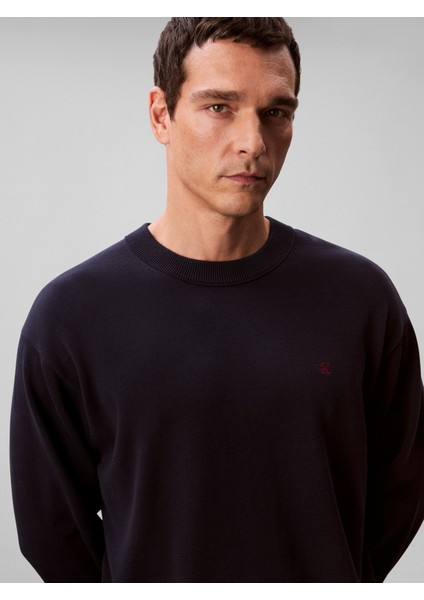 Calvın Kleın Erkek Marka Logo Nakışlı Yuvarlak Yaka Şık Görünüşlü Günlük Kullanıma Uygun Lacivert Kazak LV04RC309G Cef fiyatları