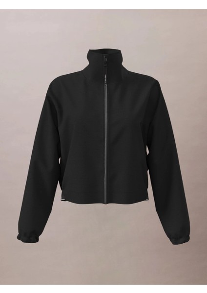 Calvın Kleın Kadın Marka Logolu Çift Cep Regular Fit Yumuşak Dokulu Dik Yaka Siyah Mont LVGWS4J407 Ub1