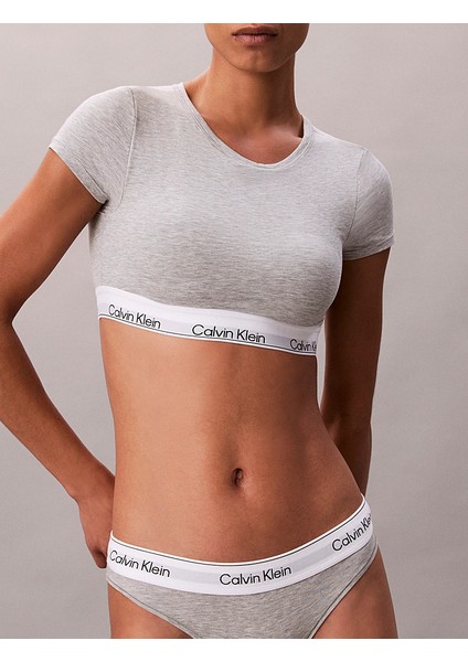 Calvın Kleın Kadın Marka Logolu Beyaz Elastik Bantlı Gri T-Shirt LV00QF8495 P7A fiyatları