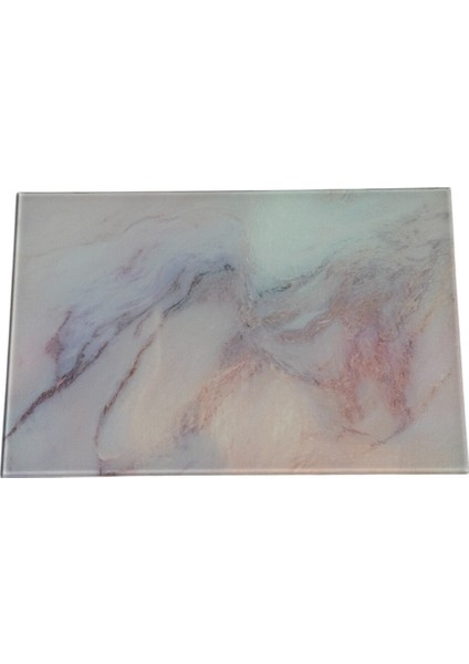 Mermer Görünümlü Çok Renkli Cam Kesme ve Sunum Tahtası