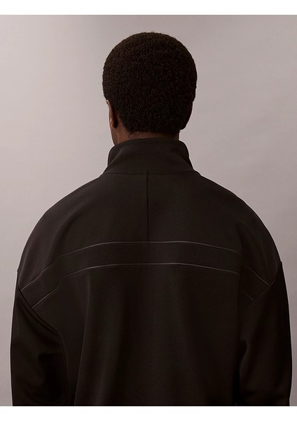 Calvın Kleın Erkek Marka Logolu Dik Yakalı Regular Fit Geri Dönüştürülmüş Polysterli Günlük Kullanıma Uygun Siyah Sweatshirt LVGMF5W311 Ub1 modelleri