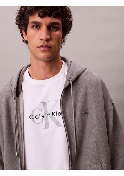 Calvın Kleın Erkek Marka Logolu Full Fermuarlı Kapüşonlu Günlük Kullanıma Uygun Gri1 Sweatshirt LV04RD232G P7E fiyatları
